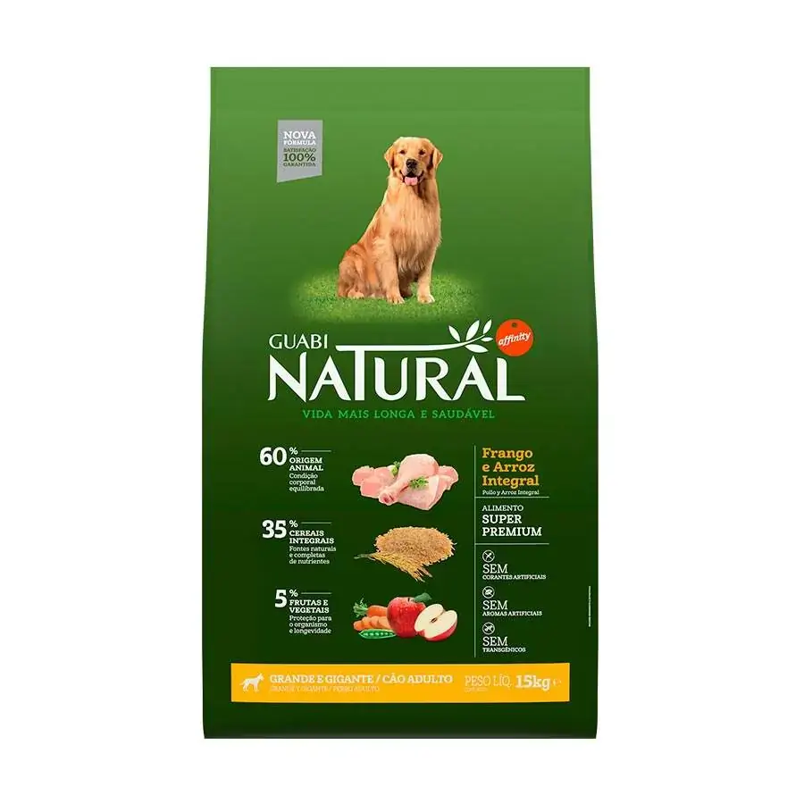Ração Guabi Natural Para Cães Adultos De Raças Grandes Sabor Frango Arroz Integral
