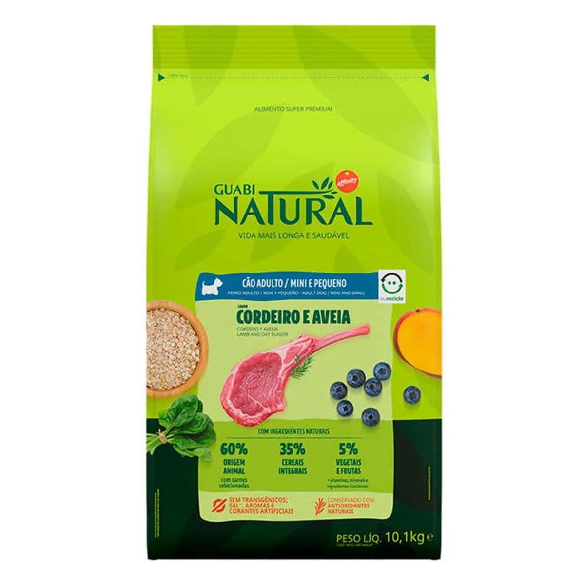 Ração Guabi Natural Cães Adulto Raças Mini e Pequeno Cordeiro e Aveia 10,1kg