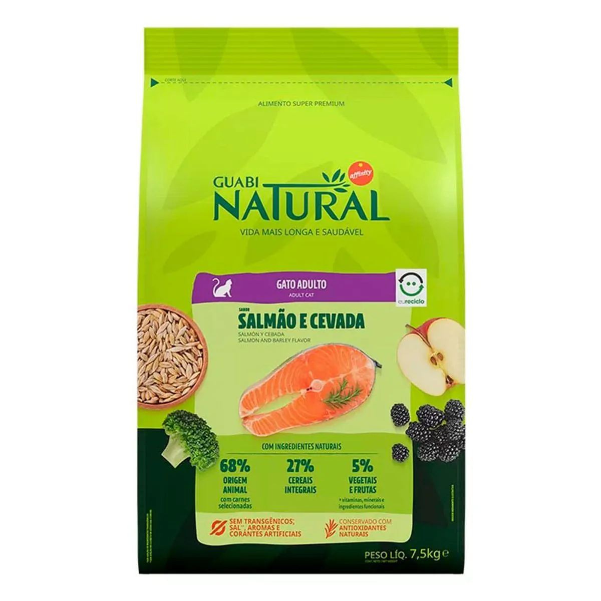 Ração Guabi Natural Gatos Adulto Salmão e Cevada 7,5kg