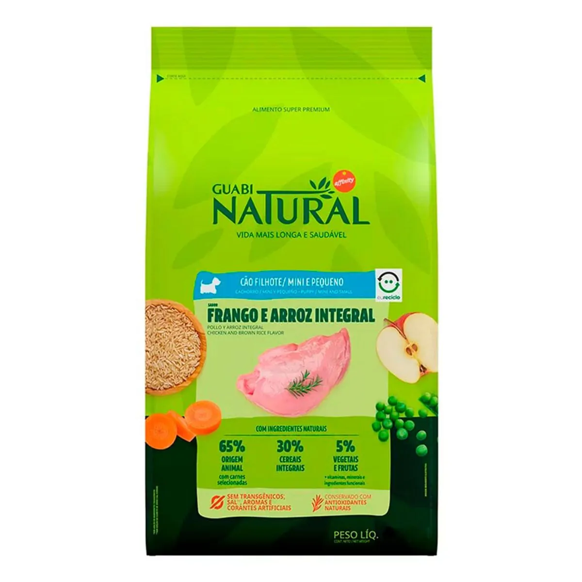 Ração Guabi Natural Cães Filhote Raça Mini e Pequena Frango e Arroz Integral 1kg