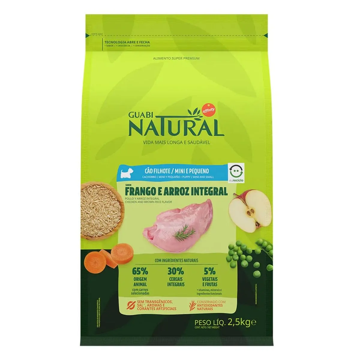 Ração Guabi Natural Cães Filhote Raça Mini Peq Frango 2,5kg