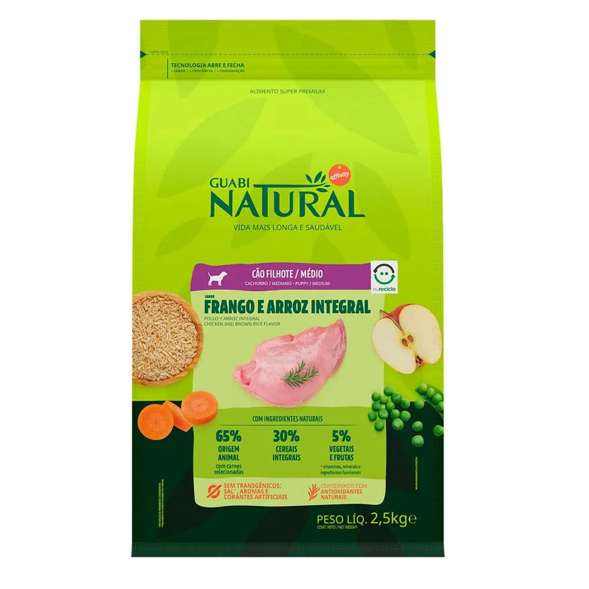 Ração Guabi Natural Cães Filhotes Médio Frango e Arroz Integral 2,5kg