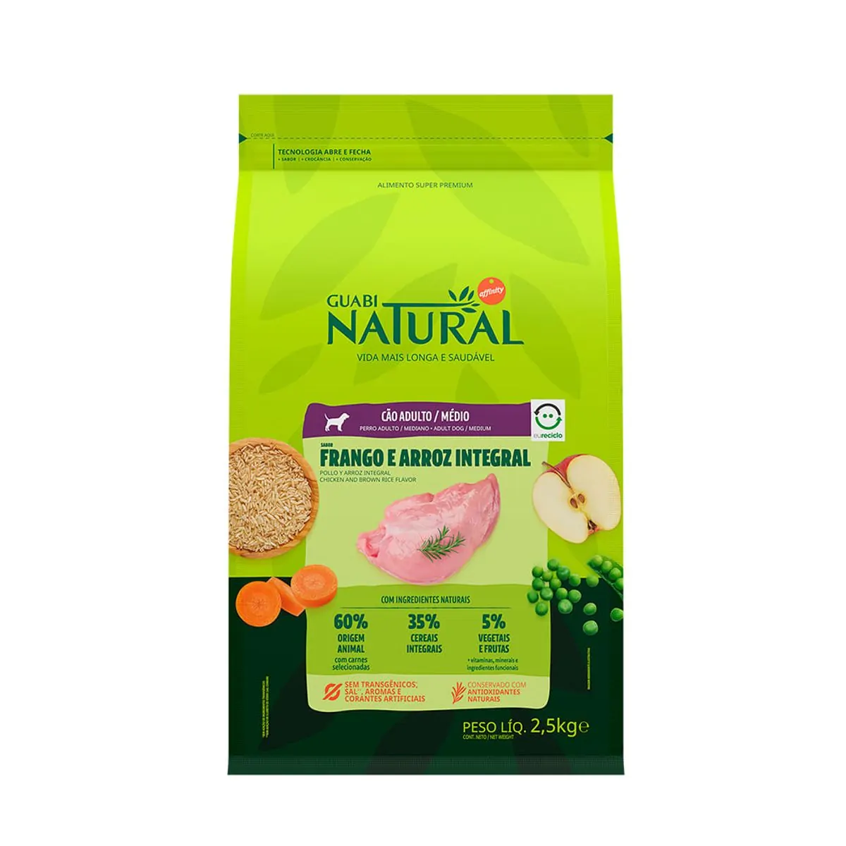 Ração Guabi Natural Cães Adultos Médio Frango e Arroz 2,5kg