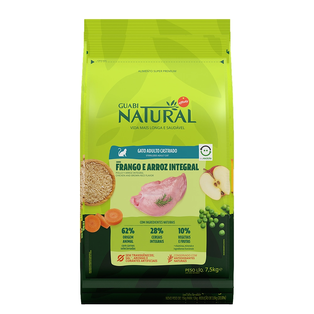Ração Guabi Natural Gato Sênior Castrado Frango e Arroz 1,5kg