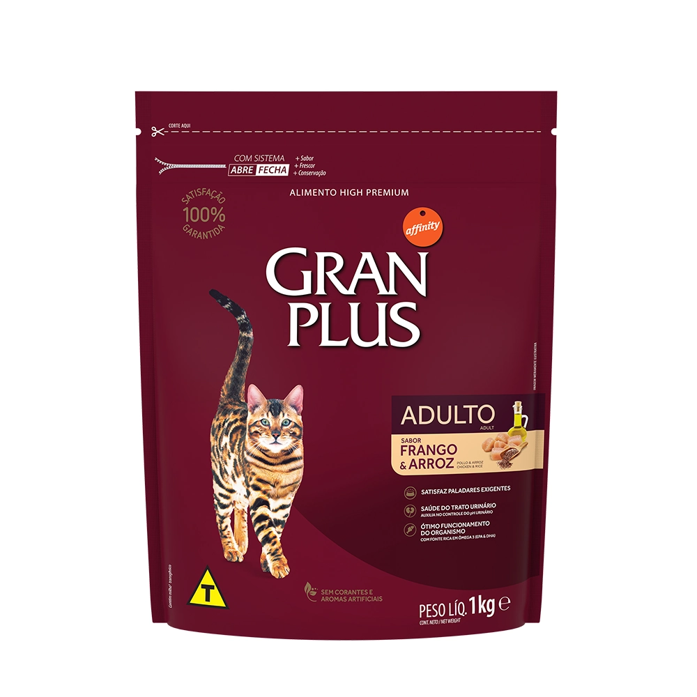 Ração Gran Plus Gatos Adultos Frango e Arroz 1kg