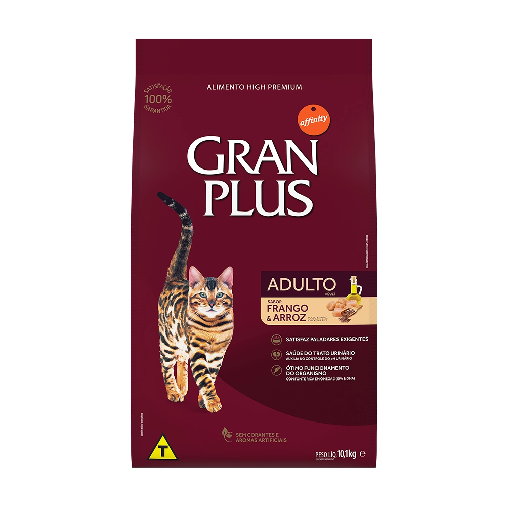 Ração Gran Plus Gatos Adultos Frango e Arroz 10,1kg