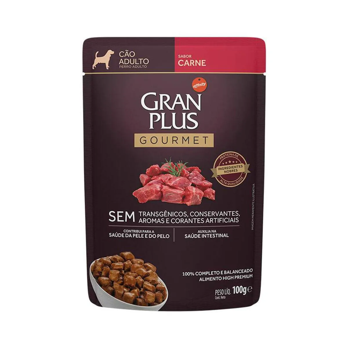 Ração Úmida Gran Plus Cachorros Adultos Carne Sachê 100g 100g