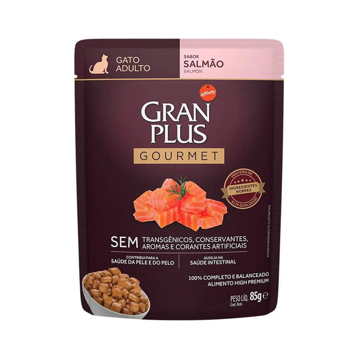 Ração Úmida Gran Plus Salmão Sachê Gatos Adultos 85g 85g