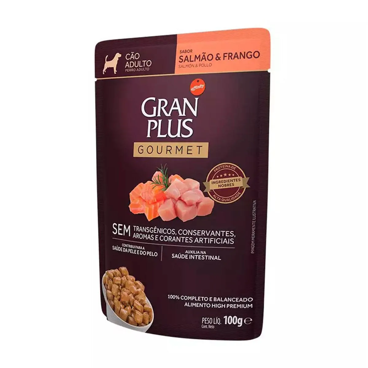 Alimento Úmido Gran Plus Gourmet Cães Raças Médio e Grande Salmão e Frango 100g 100g