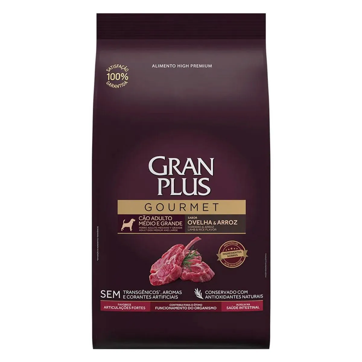 Ração Gran Plus Gourmet Cães Adultos Médio e Grande Ovelha e Arroz - 15 kg