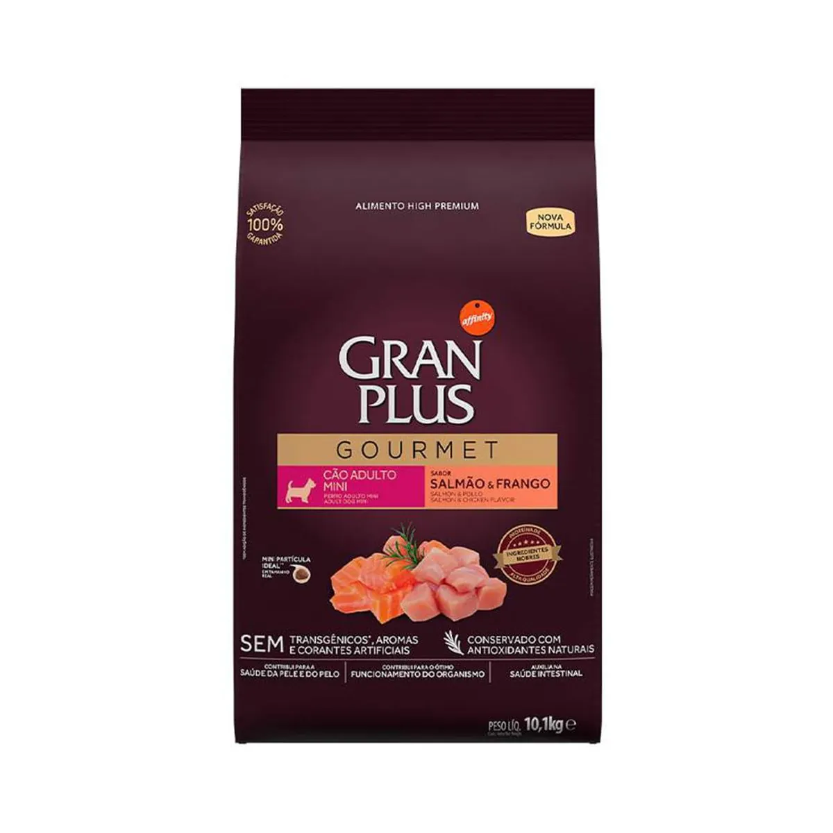 Ração Gran Plus Gourmet Cães Adultos Mini Salmão e Frango 10,1kg
