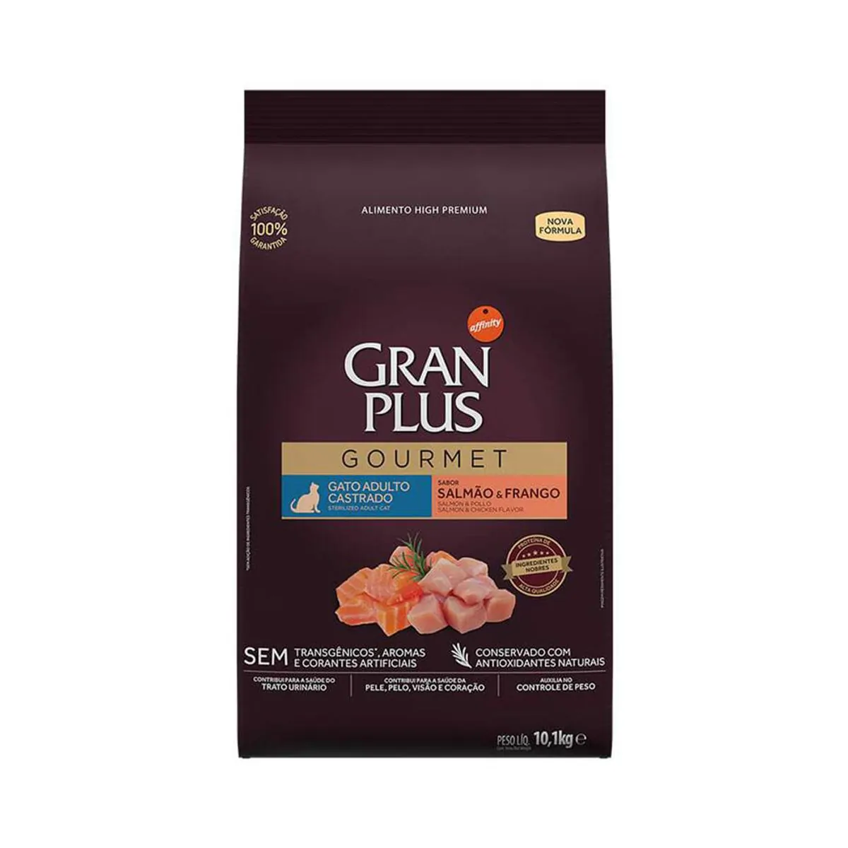 Ração Gran Plus Gourmet Gatos Castrados Salmão e Frango 10,1kg