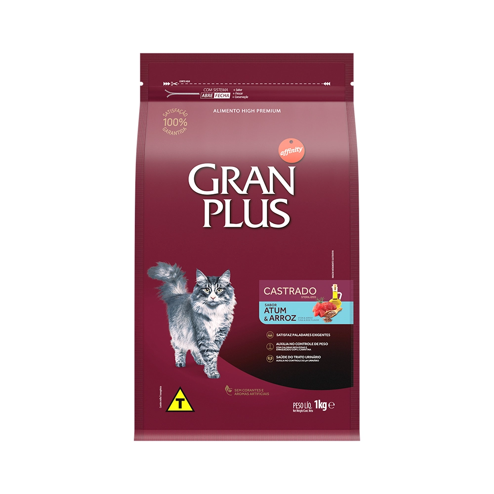 Ração Gran Plus Gatos Castrados Atum e Arroz 1kg