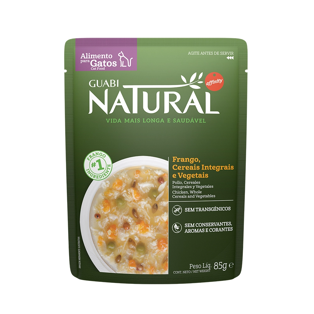 Alimento Úmido Guabi Natural Gatos Castrado Frango e Cereais 85g