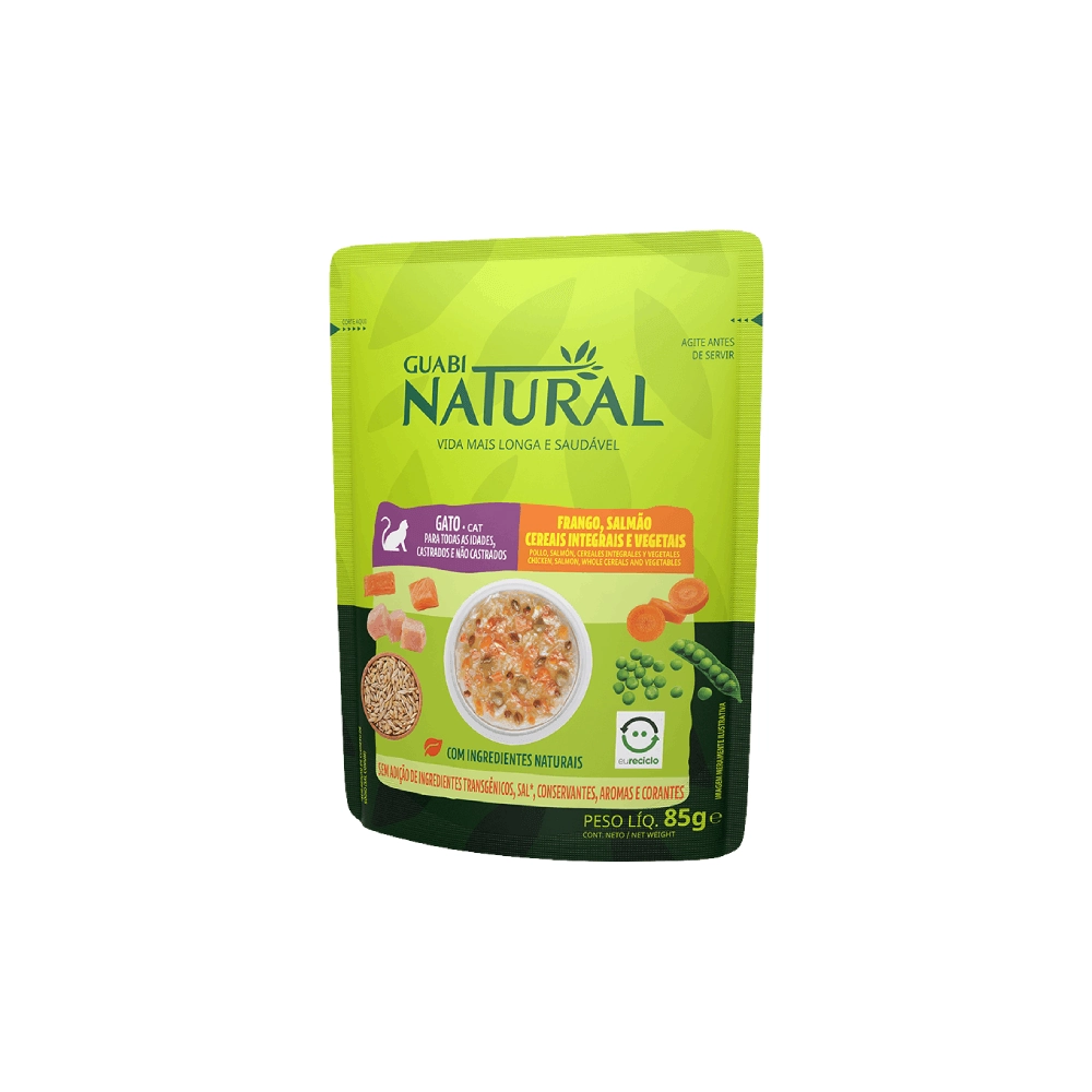 Alimento Úmido Guabi Natural Gatos Castrado Salmão e Frango 85g
