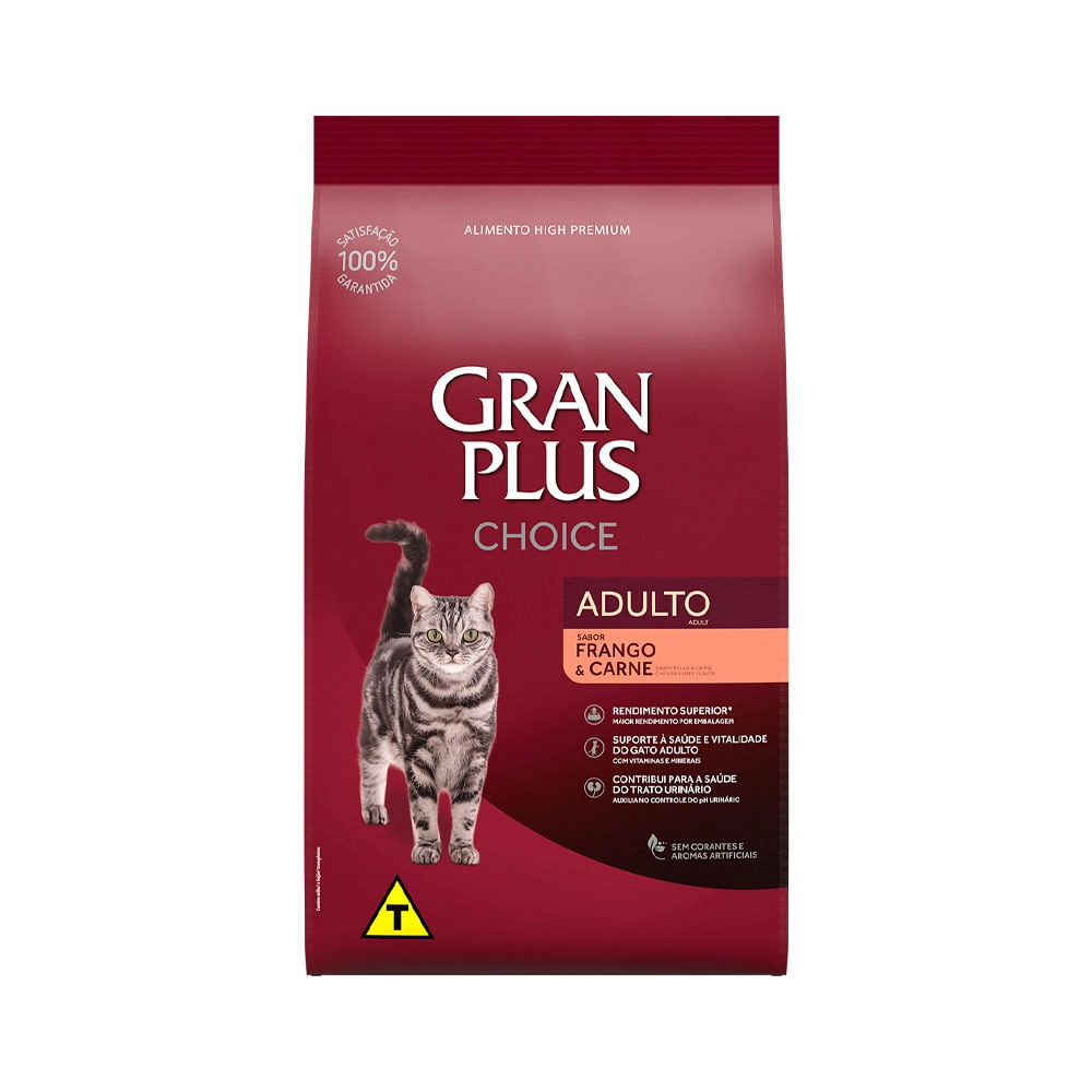 Ração Gran Plus Choice Gatos Adultos Frango e Carne 10,1kg