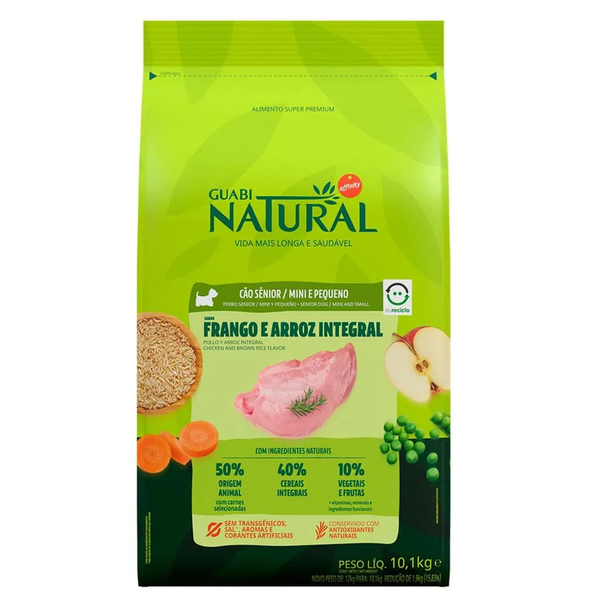 Ração Guabi Natural Cães Senior Miniaturas e Pequenos Frango e Arroz Integral - Affinity Guabi