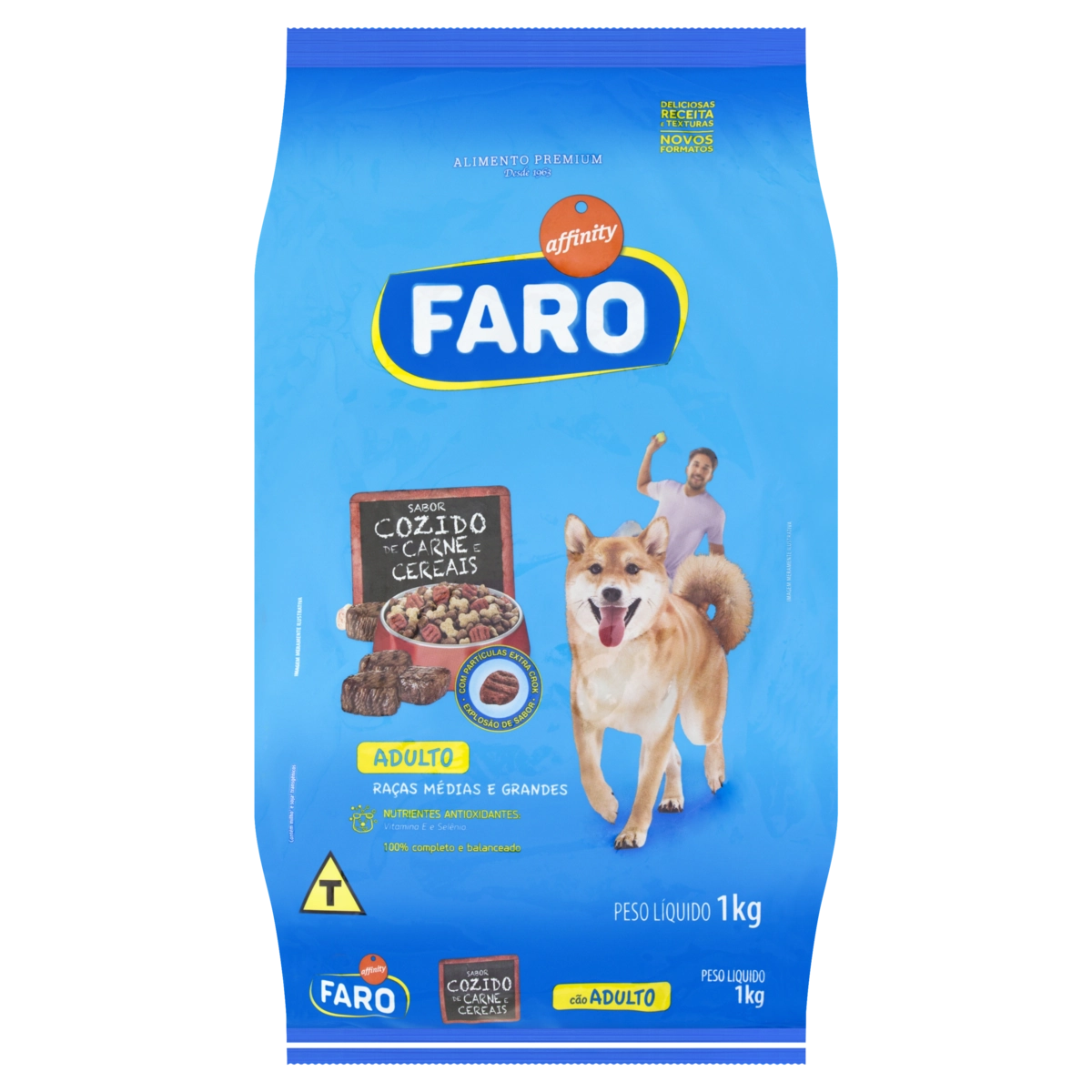 Alimento para Cães Adultos Raças Médias e Grandes Cozido de Carne, Fígado e Cereais Faro Pacote 1kg