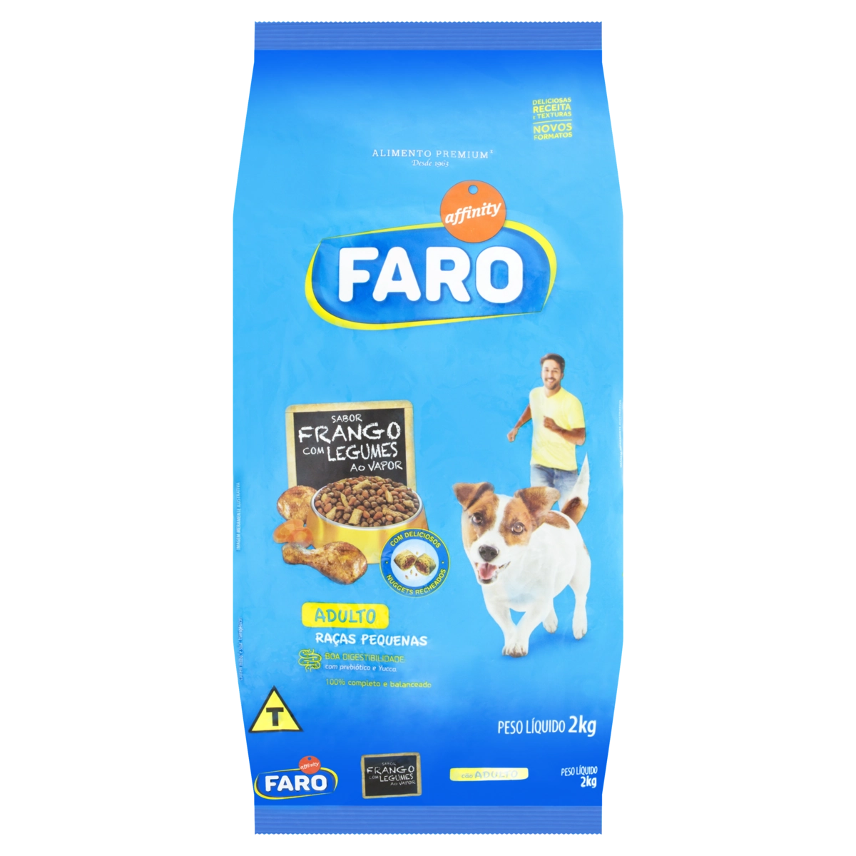 Alimento Para Cães Adultos Raças Pequenas Frango Com Legumes Ao Vapor Faro Pacote 2kg