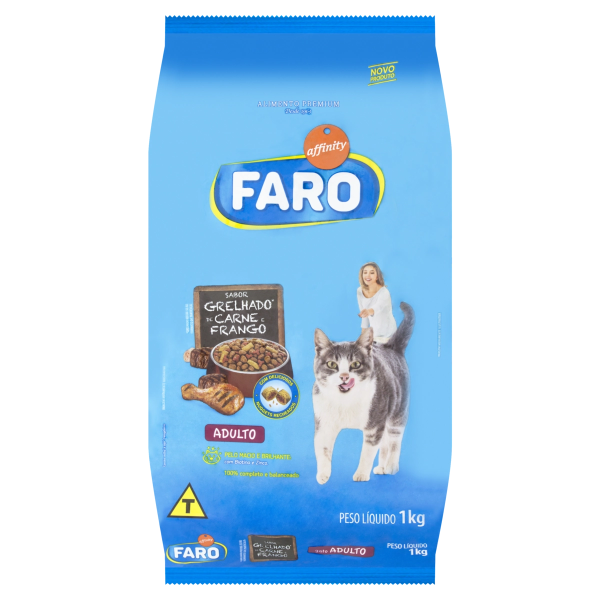 Alimento para Gatos Adultos Grelhado de Carne e Frango Faro Pacote 1kg