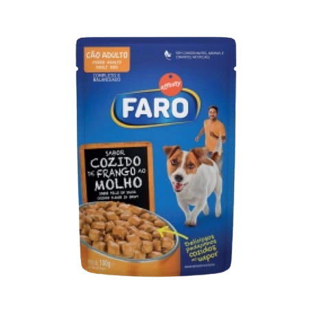 Alimento para Cães Adultos Cozido de Frango ao Molho Faro Sachê 100g