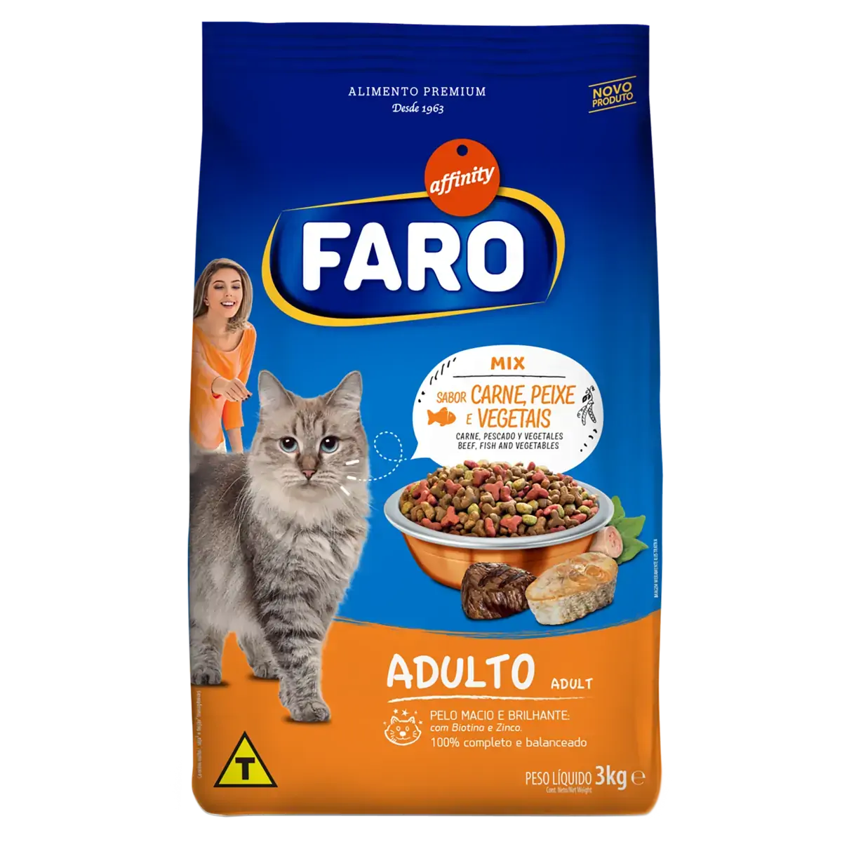 Alimento para Gatos Adultos Carne, Peixe e Vegetais Faro Affinity Pacote 3kg