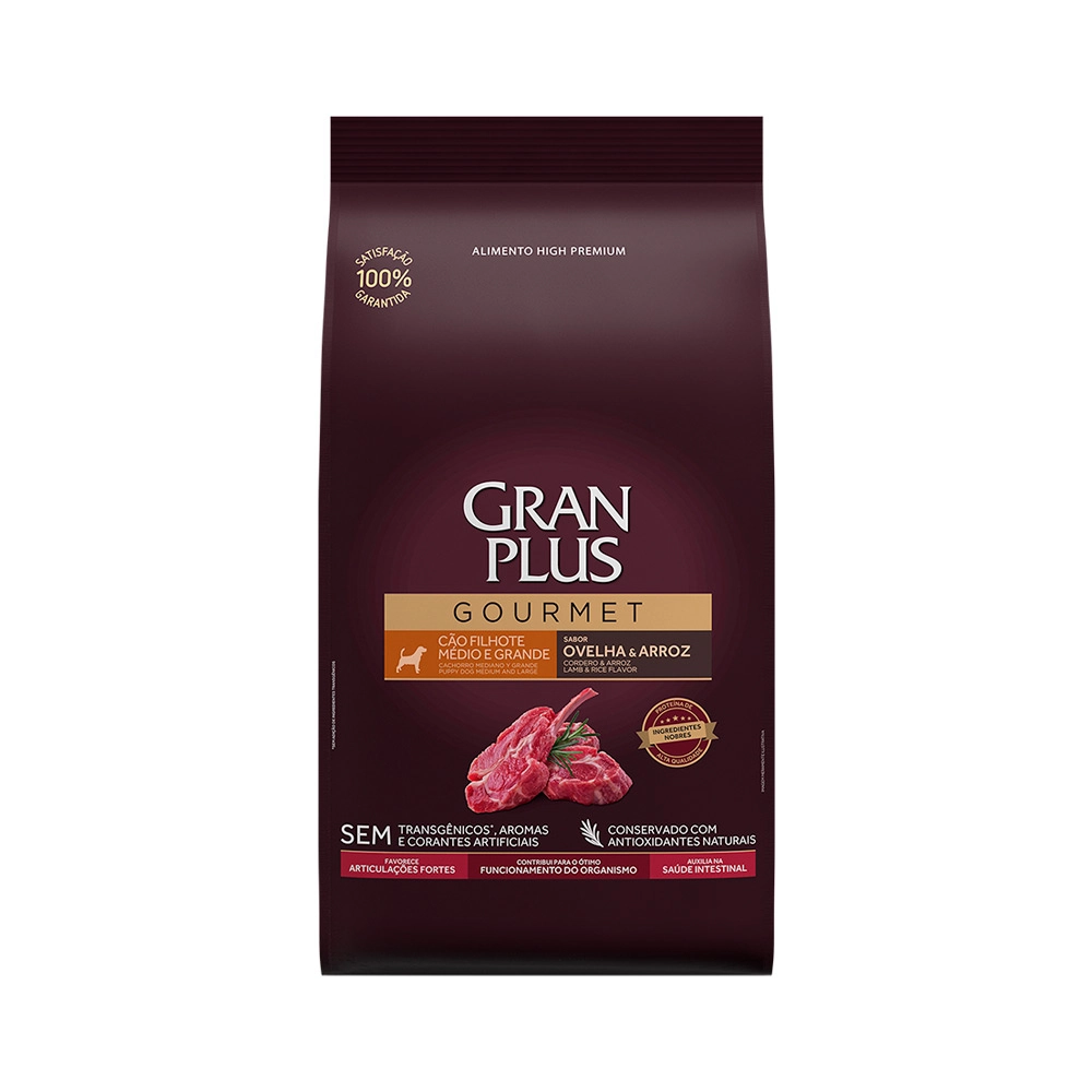 Granplus Gourmet Caes Filhote Medio E Grande Ovelha Arroz 3 Kg