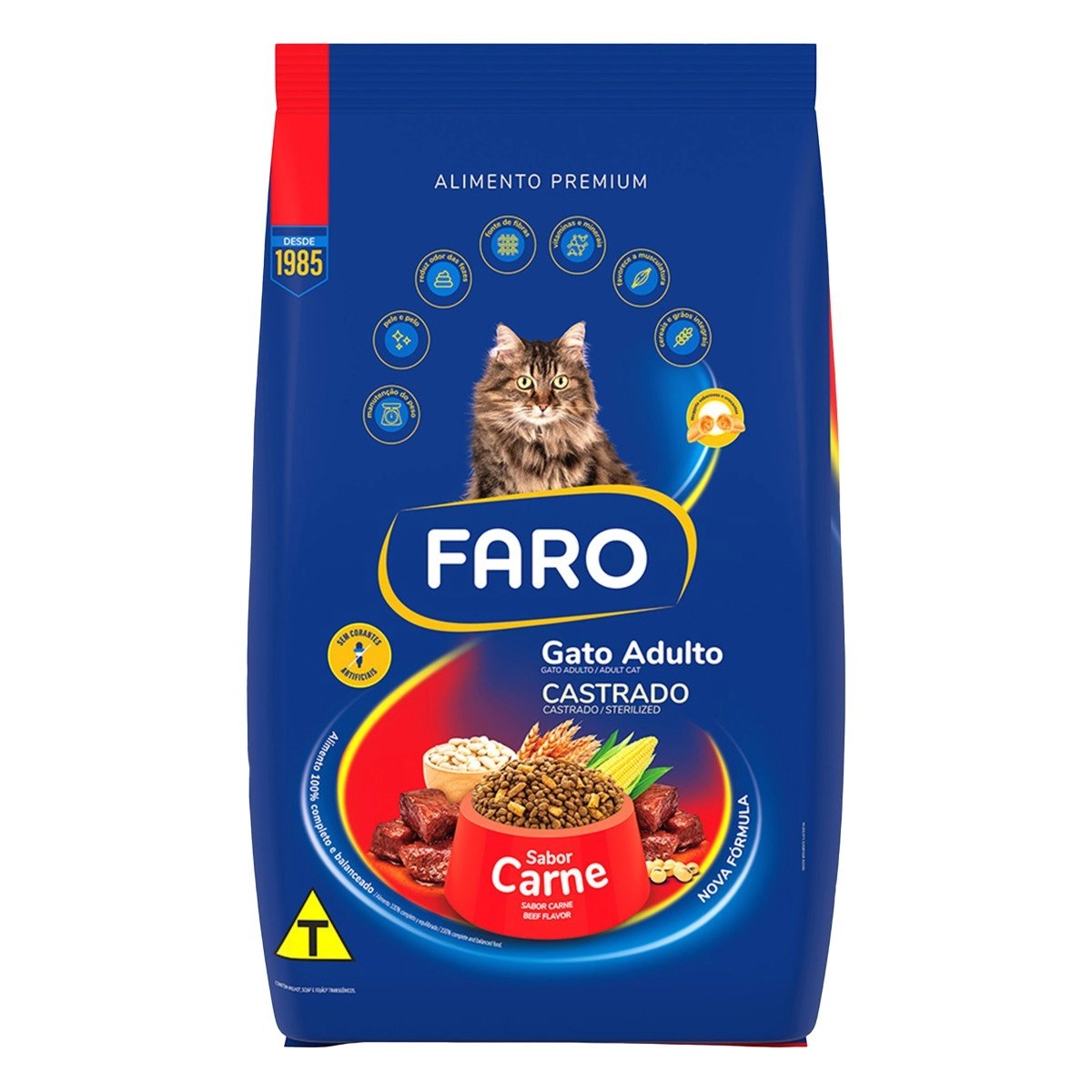 Alimento Para Gatos Castrados Adultos Carne Faro Pacote 2,7kg