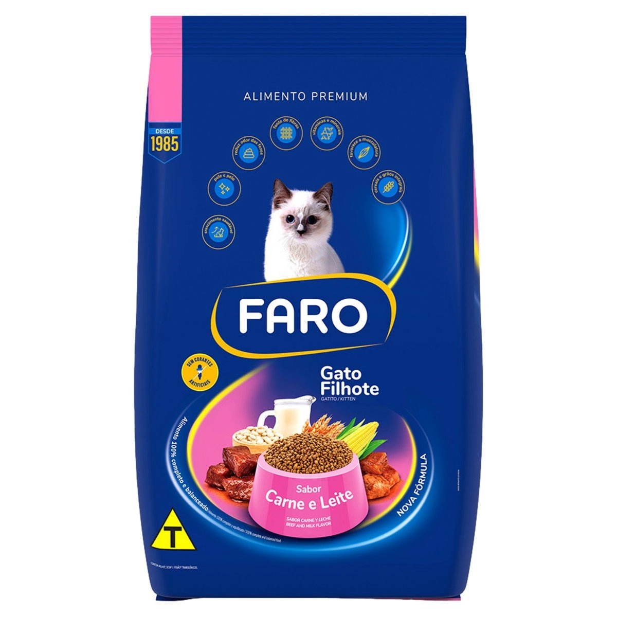 Alimento Para Gatos Filhotes Carne E Leite Faro Pacote 900g