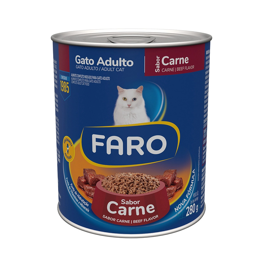 Alimento Para Gatos Adultos Carne Faro Lata 280g