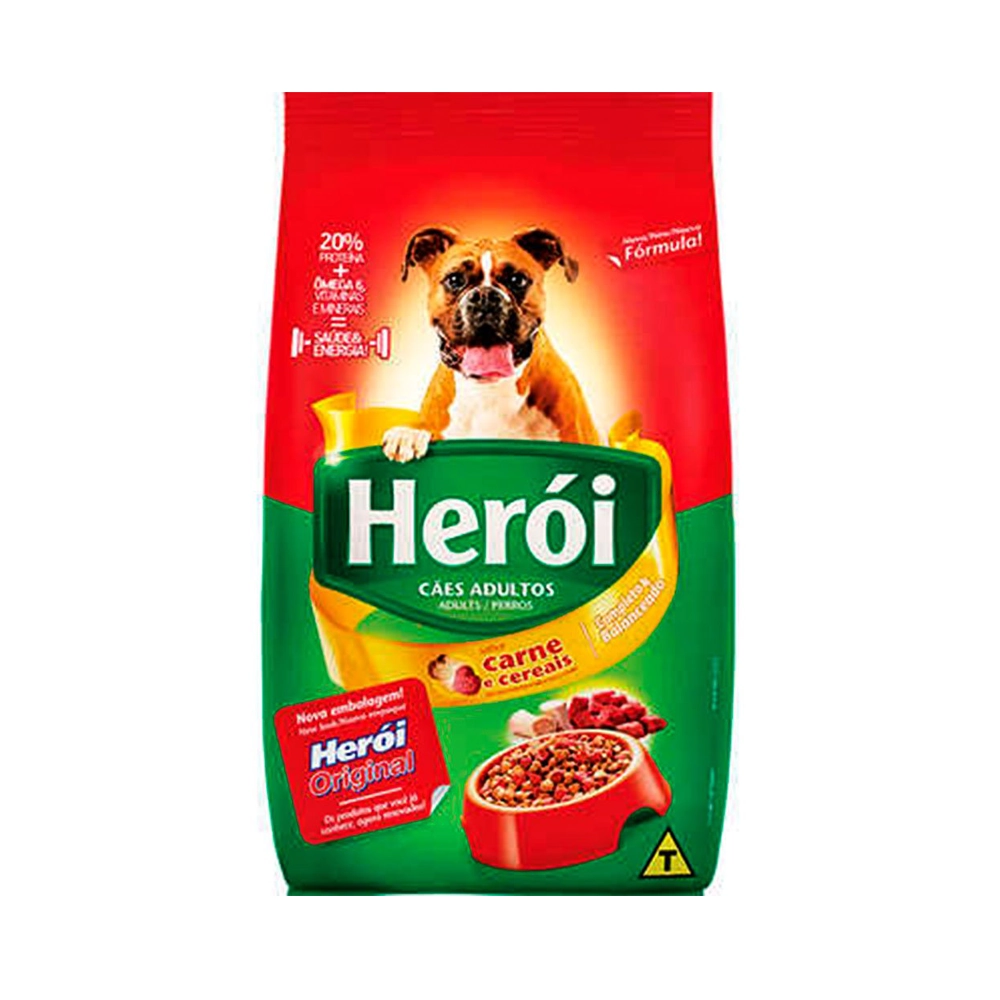 Alimento Para Cães Adultos Carne E Cereais Herói Pacote 15kg