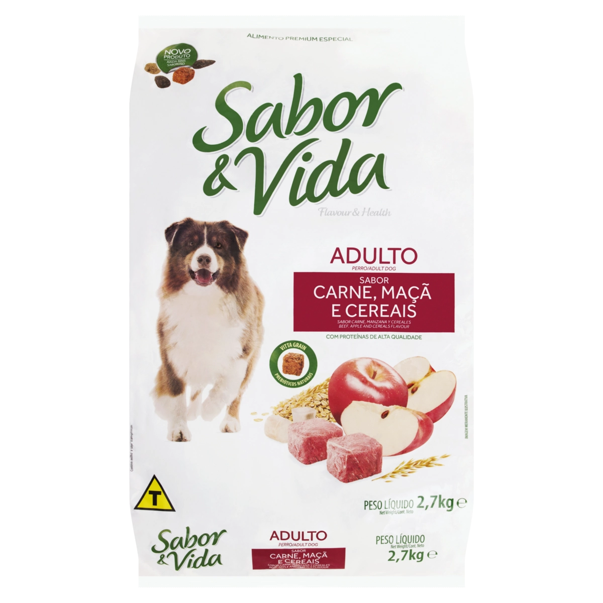 Alimento Para Cães Adultos Carne, Maçã E Cereais Sabor Vida Pacote 2,7kg