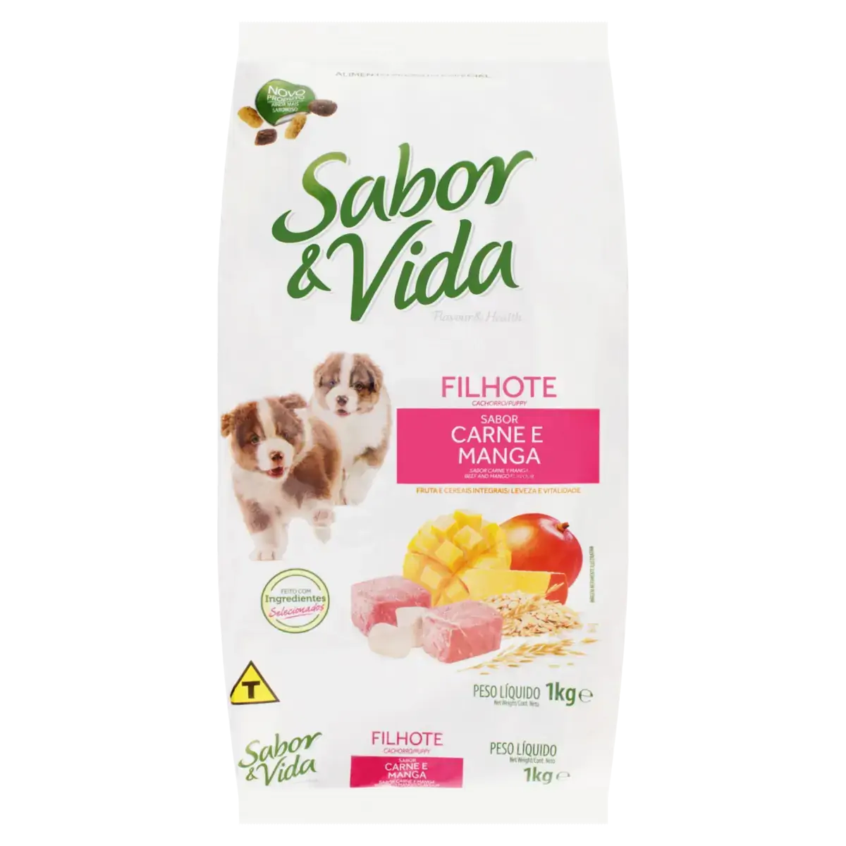 Alimento Para Cães Filhotes Carne E Manga Sabor Vida Pacote 1kg