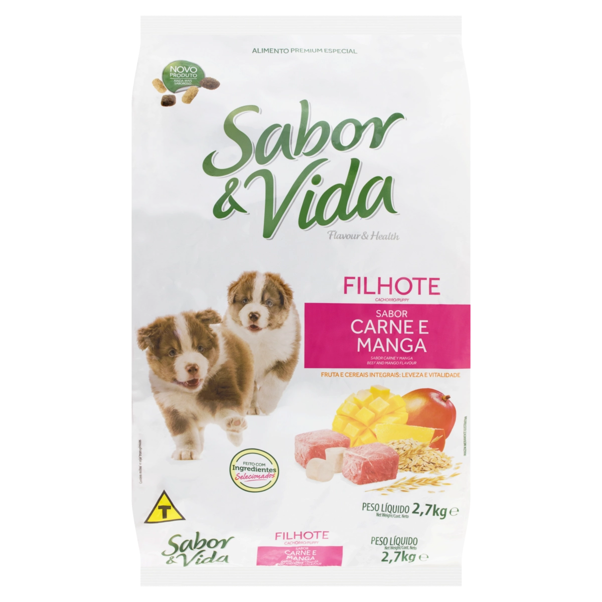 Alimento Para Cães Filhotes Carne E Manga Sabor Vida Pacote 2,7kg
