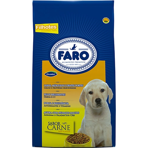 Ração Faro Filhote Pedaços Macios Carne Guabi Petcare