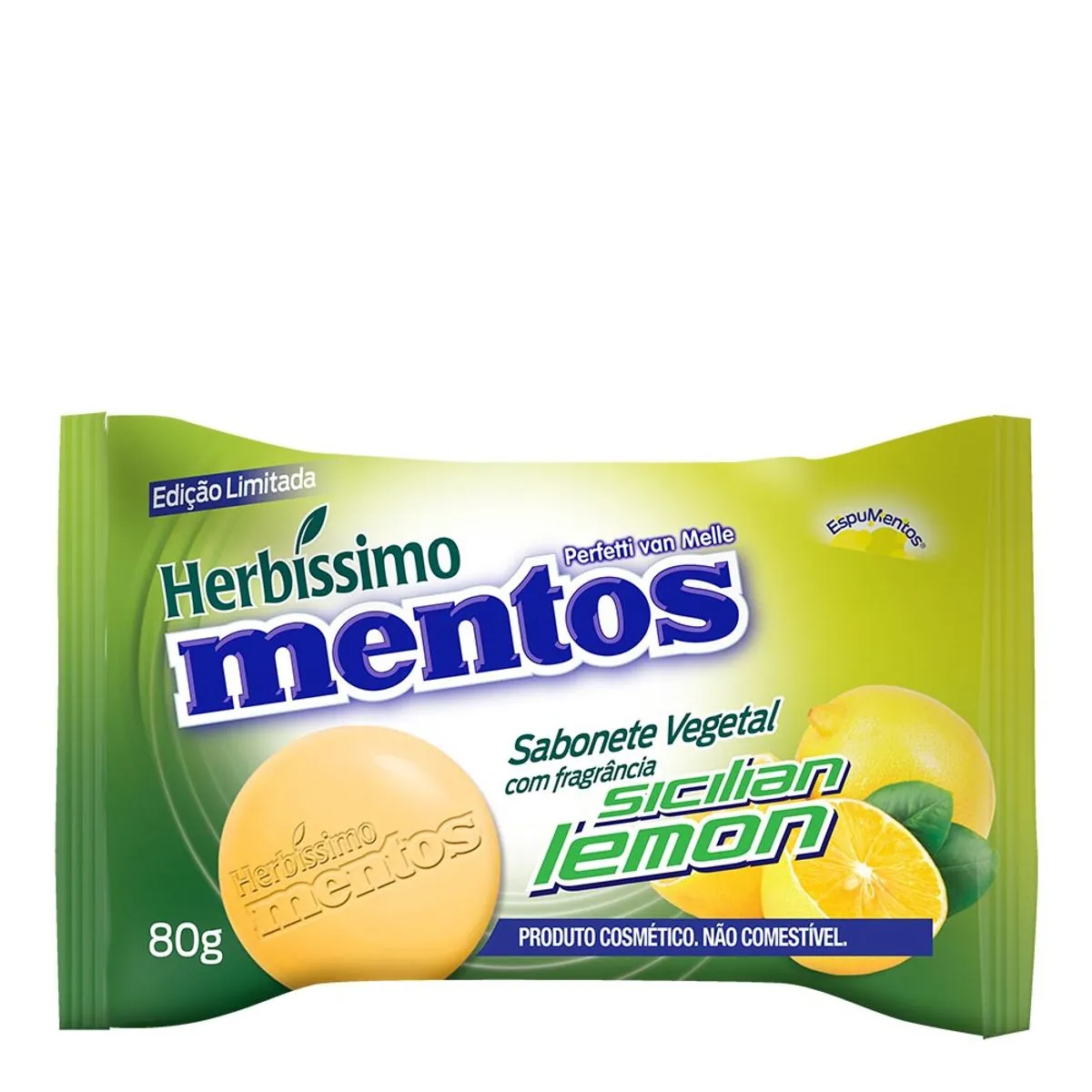 Sabonete Barra Vegetal Mentos Sicilian Lemon Herbíssimo Flow Pack 80g