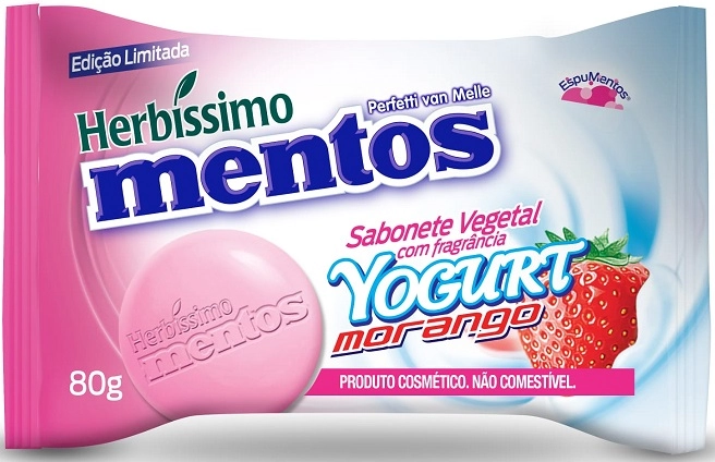 Sabonete Barra Vegetal Mentos Yogurt Morango Herbíssimo Flow Pack 80g