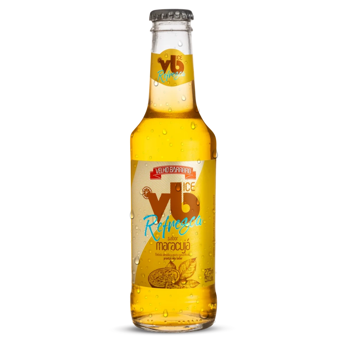 Bebida Mista Alcoólica Gaseificada Maracujá Velho Barreiro Refresca Ice Garrafa 275ml