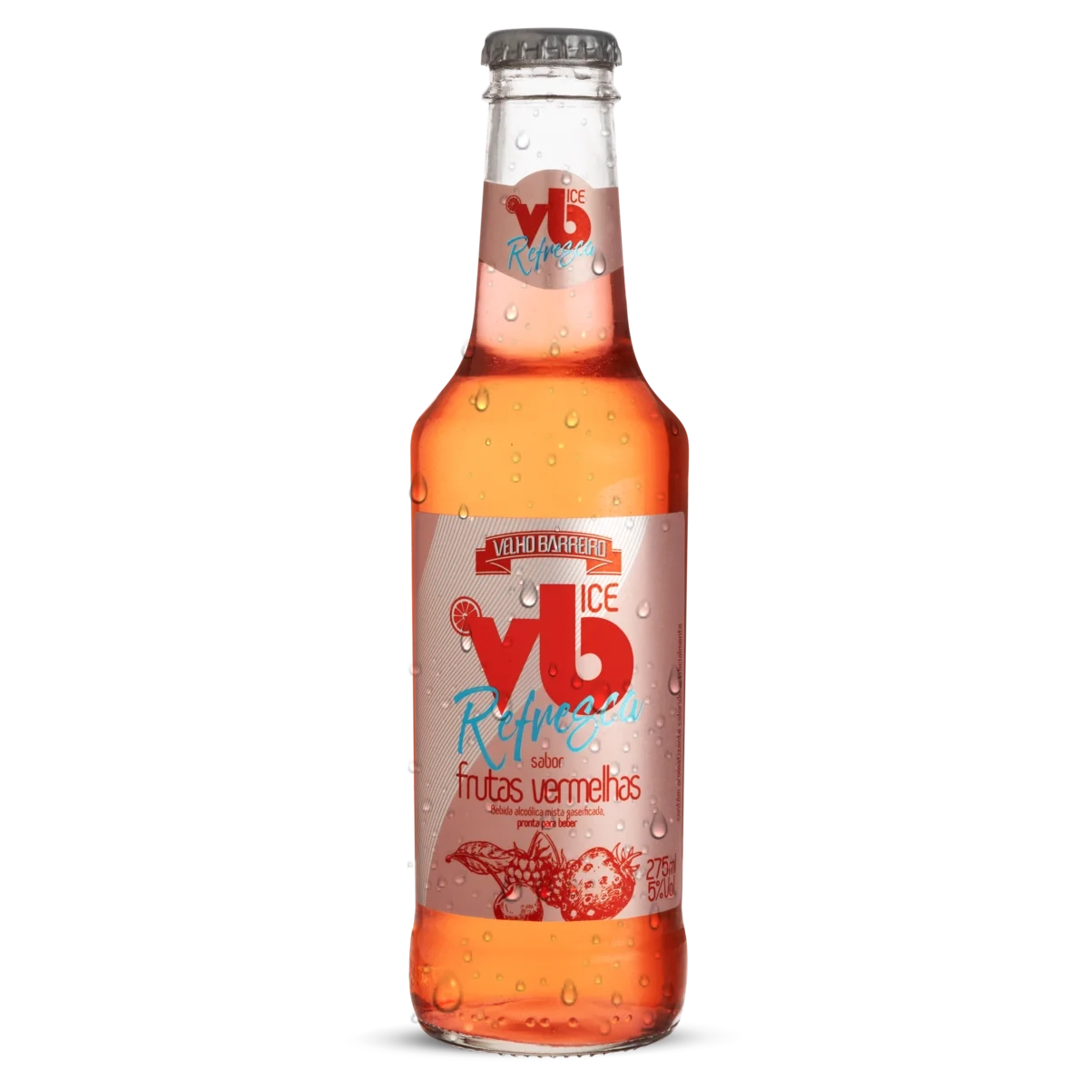 Bebida Mista Alcoólica Gaseificada Frutas Vermelhas Velho Barreiro Refresca Ice Garrafa 275ml