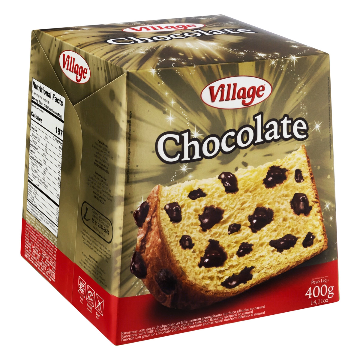 Panettone com Gotas de Chocolate VILLAGE Caixa 400g