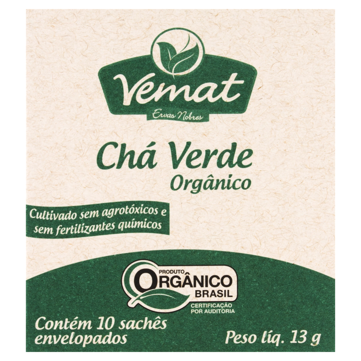 Chá Verde Orgânico Vemat Caixa 13g 10 Unidades