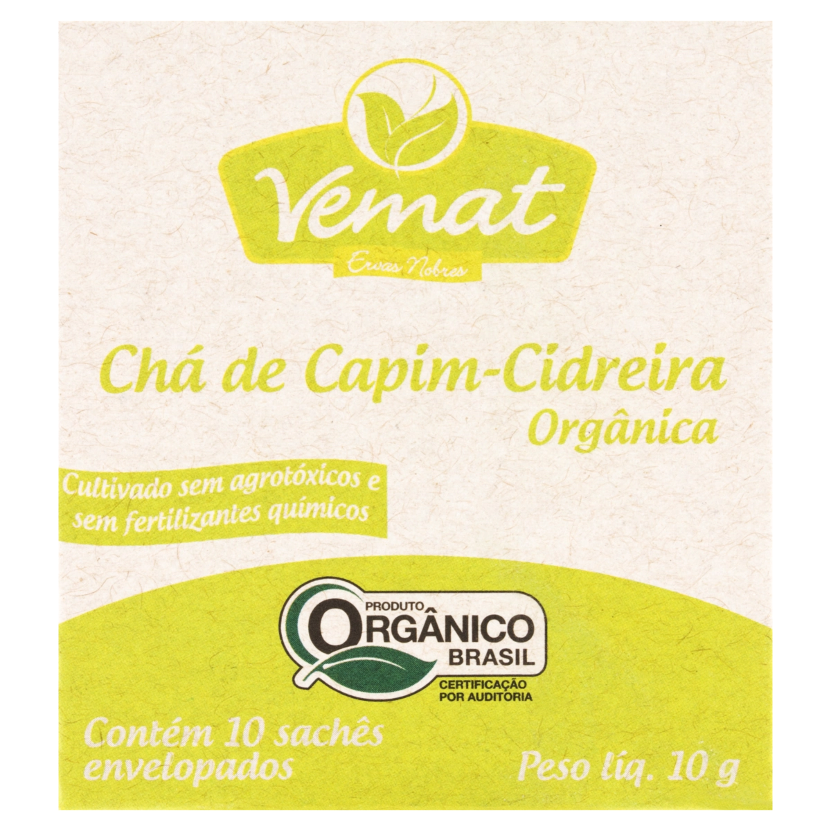 Chá Orgânico Capim Cidreira Vemat Caixa 10g 10 Unidades