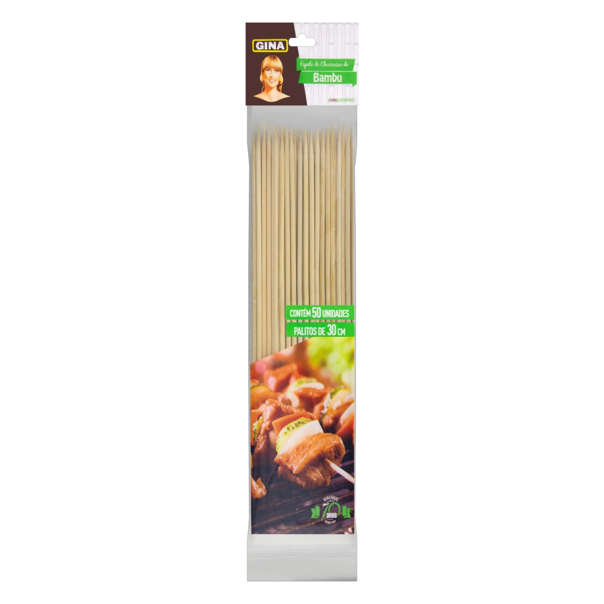 Espeto Para Churrasco Gina 30cm Pacote 50 Unidades