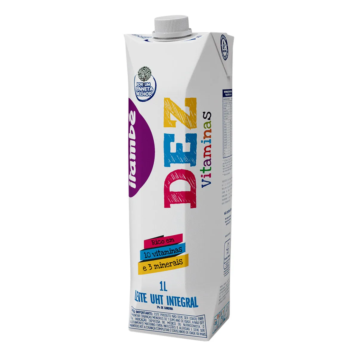 Leite Uht Integral Itambé Kids Dez Vitaminas Caixa Com Tampa 1l