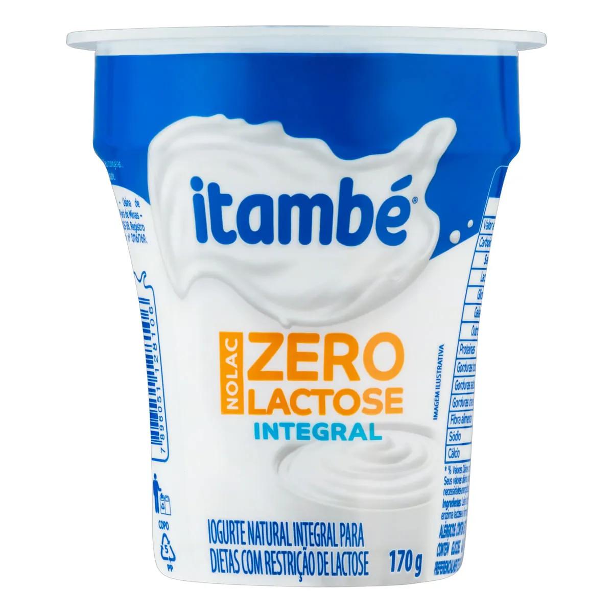 Iogurte Integral Natural Zero Lactose Itambé Nolac Copo 170 g