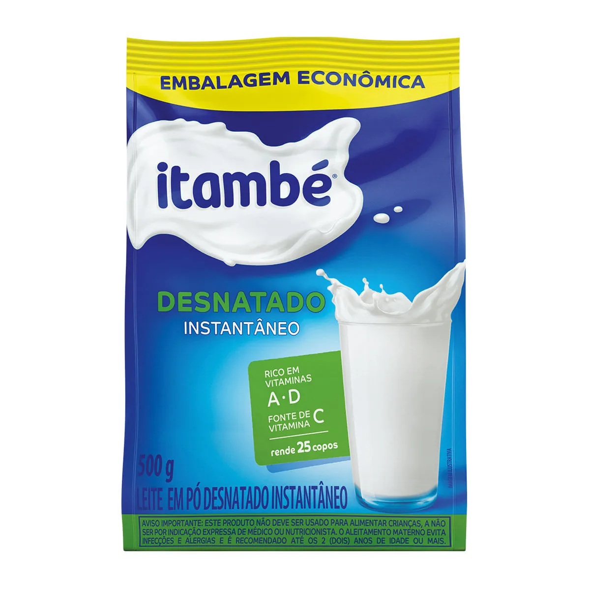 Leite Pó Instantâneo Desnatado Itambé Pacote 500g Embalagem Econômica