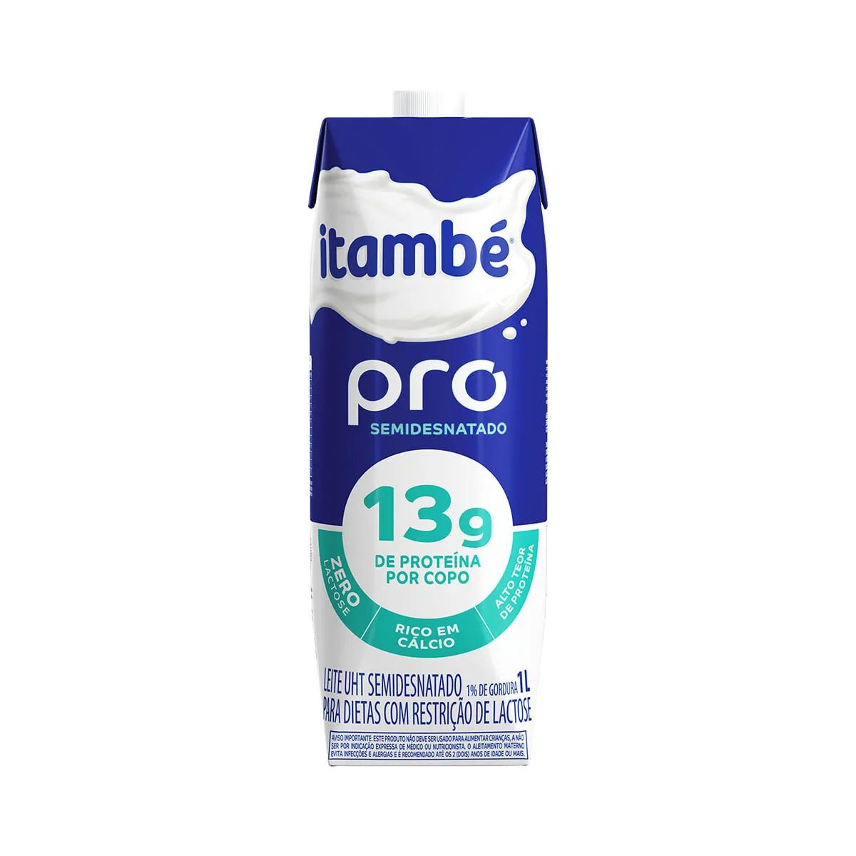 Leite Uht Semidesnatado Zero Lactose Itambé Pro Caixa Com Tampa 1l