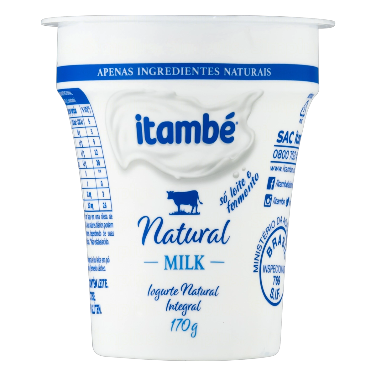 Iogurte Integral Natural Itambé Milk Pote 170g