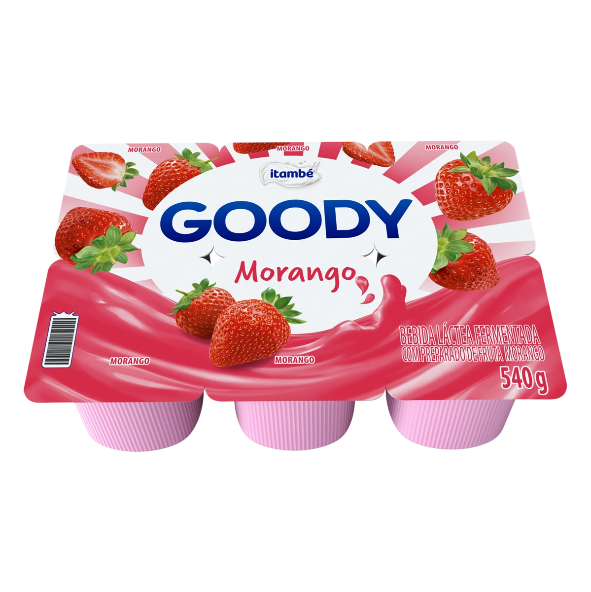 Bebida Láctea Fermentada Morango Itambé Goody Bandeja 540g 6 Unidades