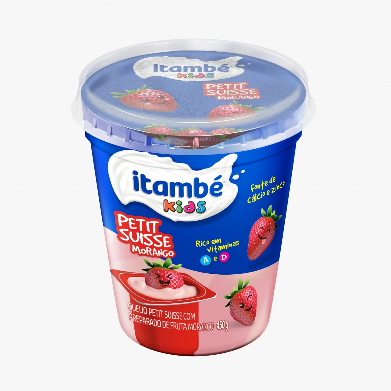 Queijo Petit Suisse Morango League Of Superpets Itambé Kids Pote 450g